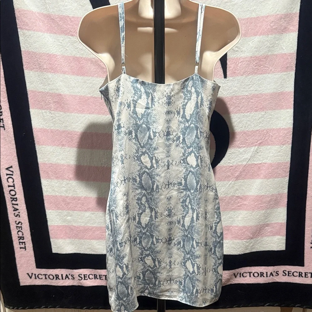 Blue Snake Print Slip Dress - Picture 2 of 4